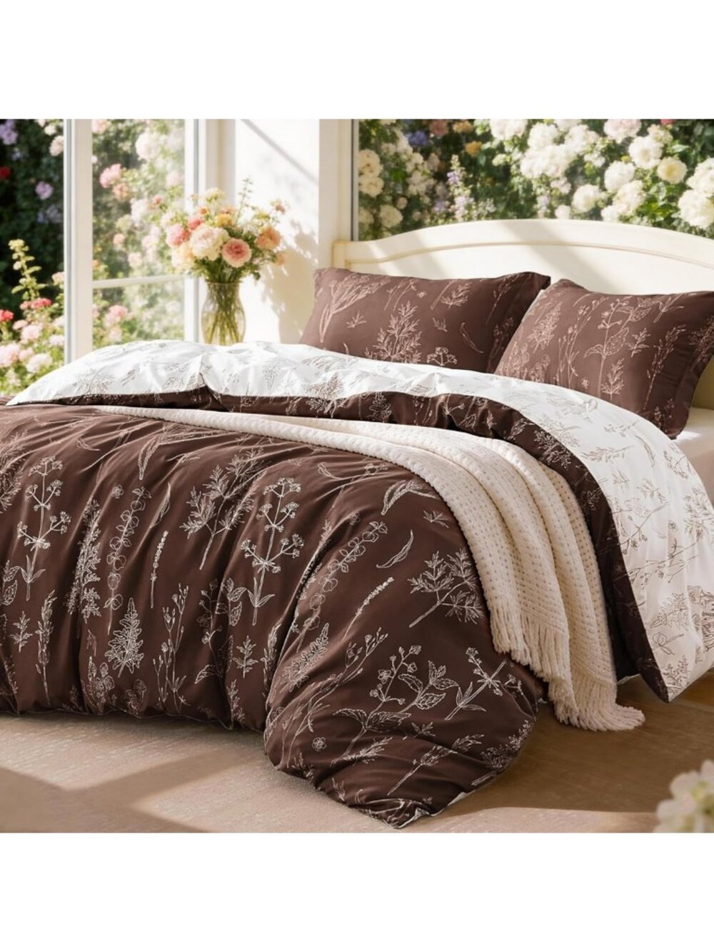 Cozy Floral Full Comforter Set - 3 Piece Reversible Bedding for All Seasons